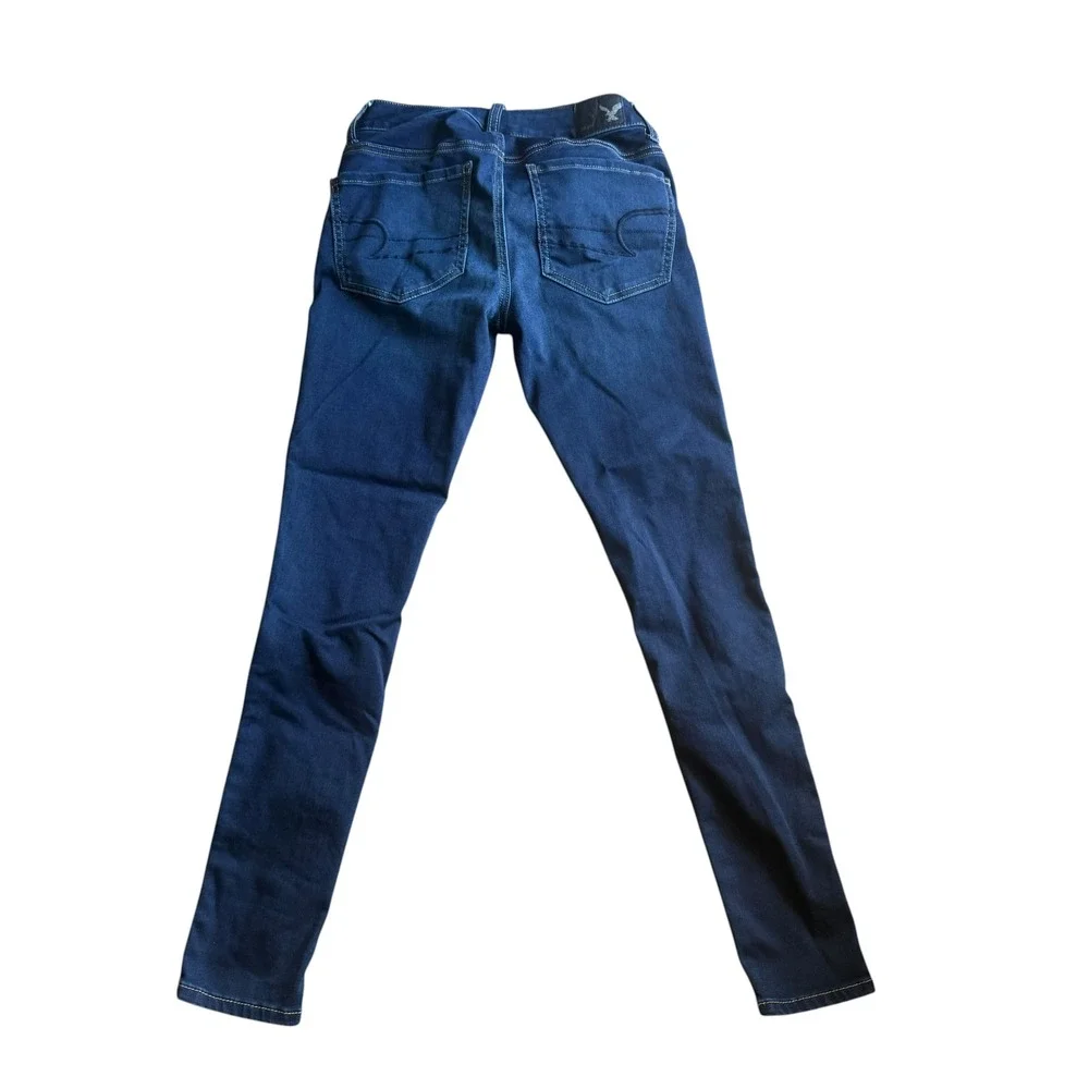 American Eagle Jeggings Womens 2 Short Blue Super Super Stretch Dark Wash Skinny
